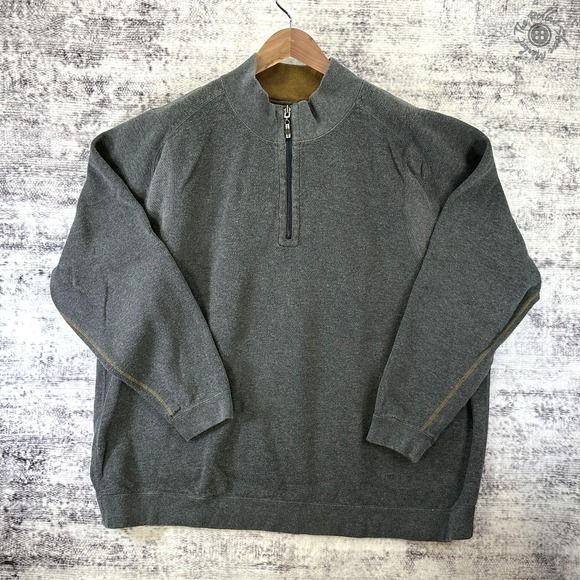 Tommy Bahama 1/4 Zip Pullover Grey Men's Possible Size XL? Please See Measures - Picture 1 of 11